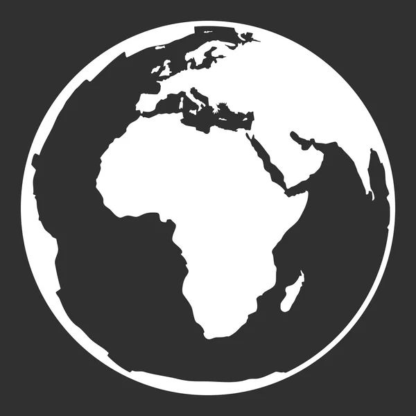 Símbolo negro de contorno do planeta Terra na vista de África — Vetor de Stock