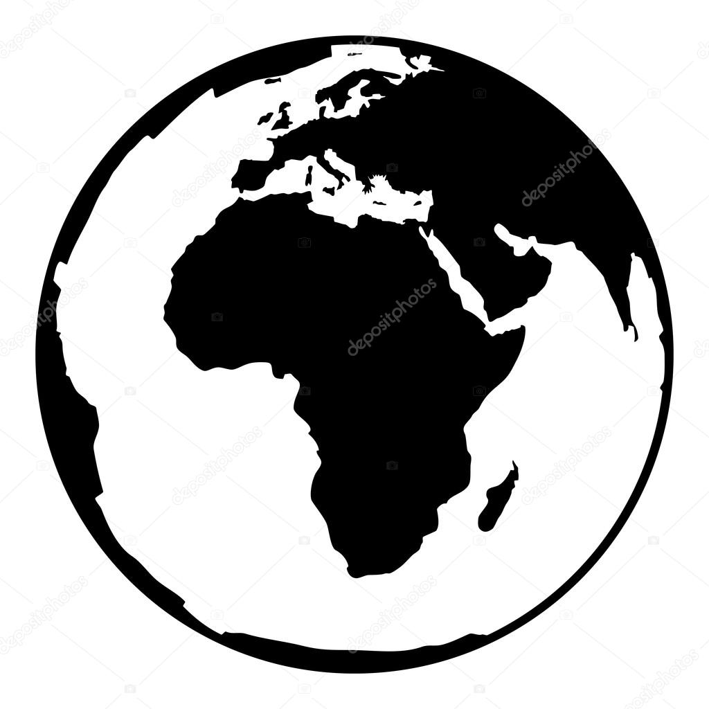 Contour black symbol of earth in africa view ⬇ Vector Image by