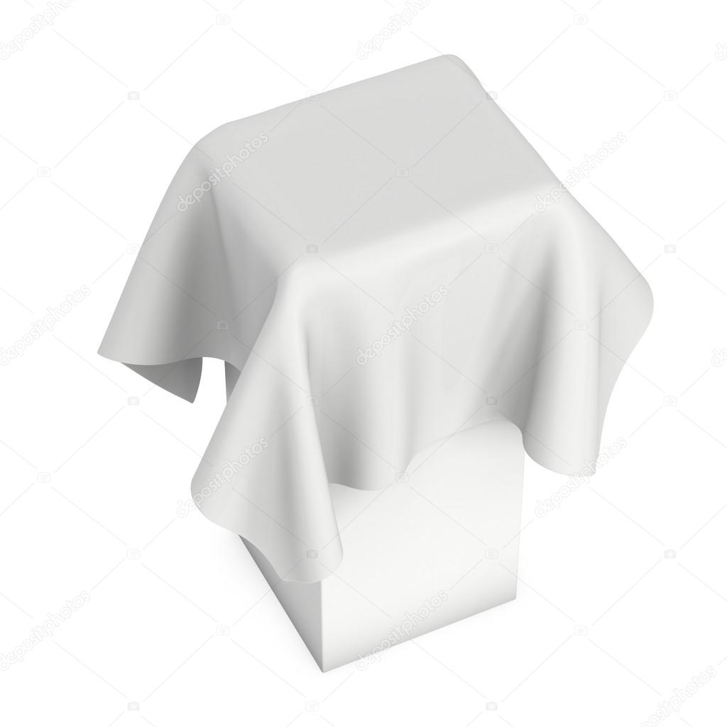 Presentation pedestal cover by white cloth