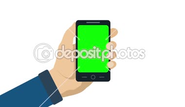 Smartphone ile yeşil ekran elinde.