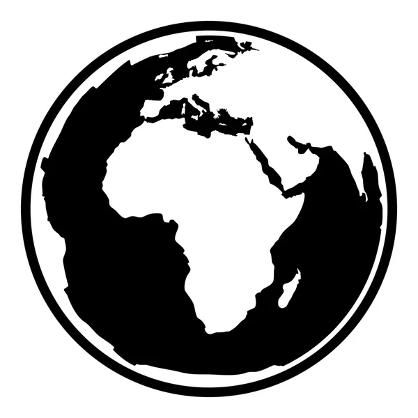 Contour noir symbole de la planète terre en Afrique vue — Image vectorielle