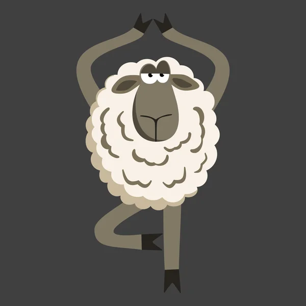 Stubborn Lamb in Yoga Tree Pose Vector — Stock Vector