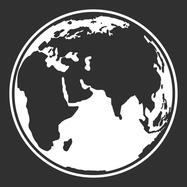 Terre planète globe web et mobile icône en noir et blanc — Image vectorielle