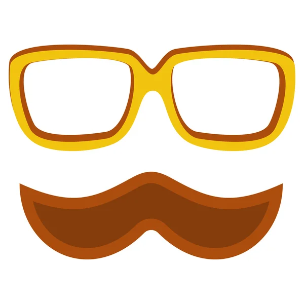 Hipster nerd óculos e bigode elegante isolado no branco — Vetor de Stock