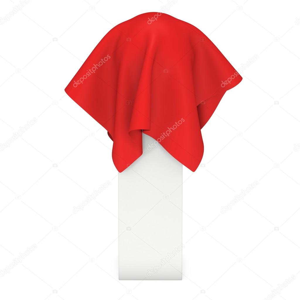 Presentation pedestal covered with red cloth