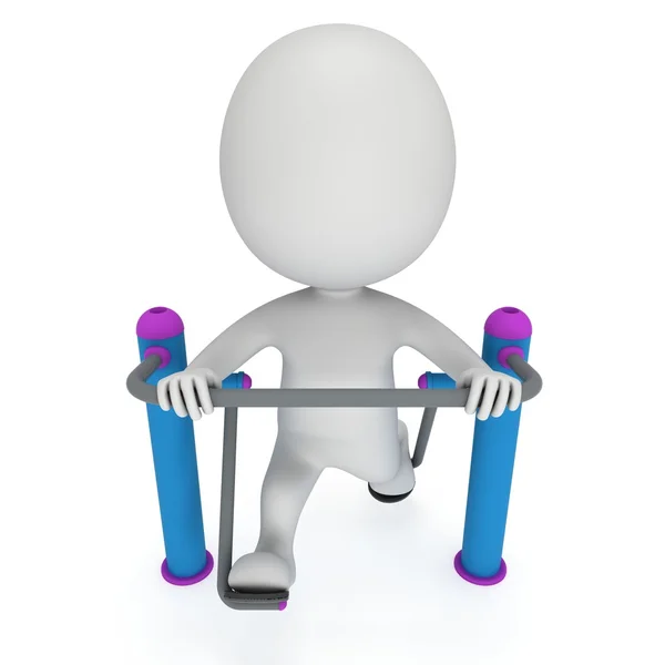 Uomo 3D attivo che esercita sulla macchina da ginnastica fitnes all'aperto — Foto Stock