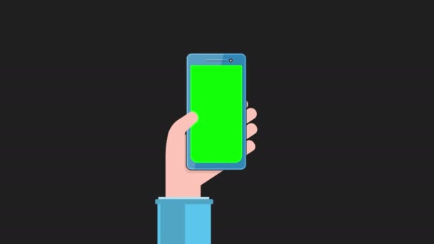 Smartphone με πράσινη οθόνη στο χέρι. — Αρχείο Βίντεο