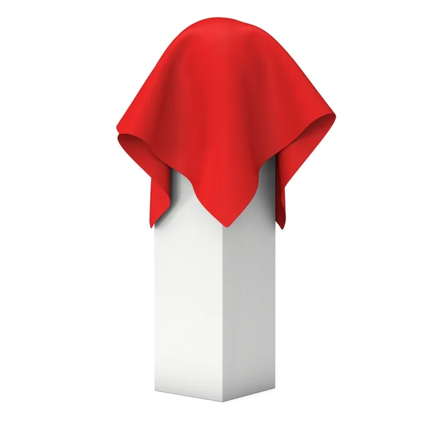 Pedestal de apresentação coberto com pano vermelho — Fotografia de Stock