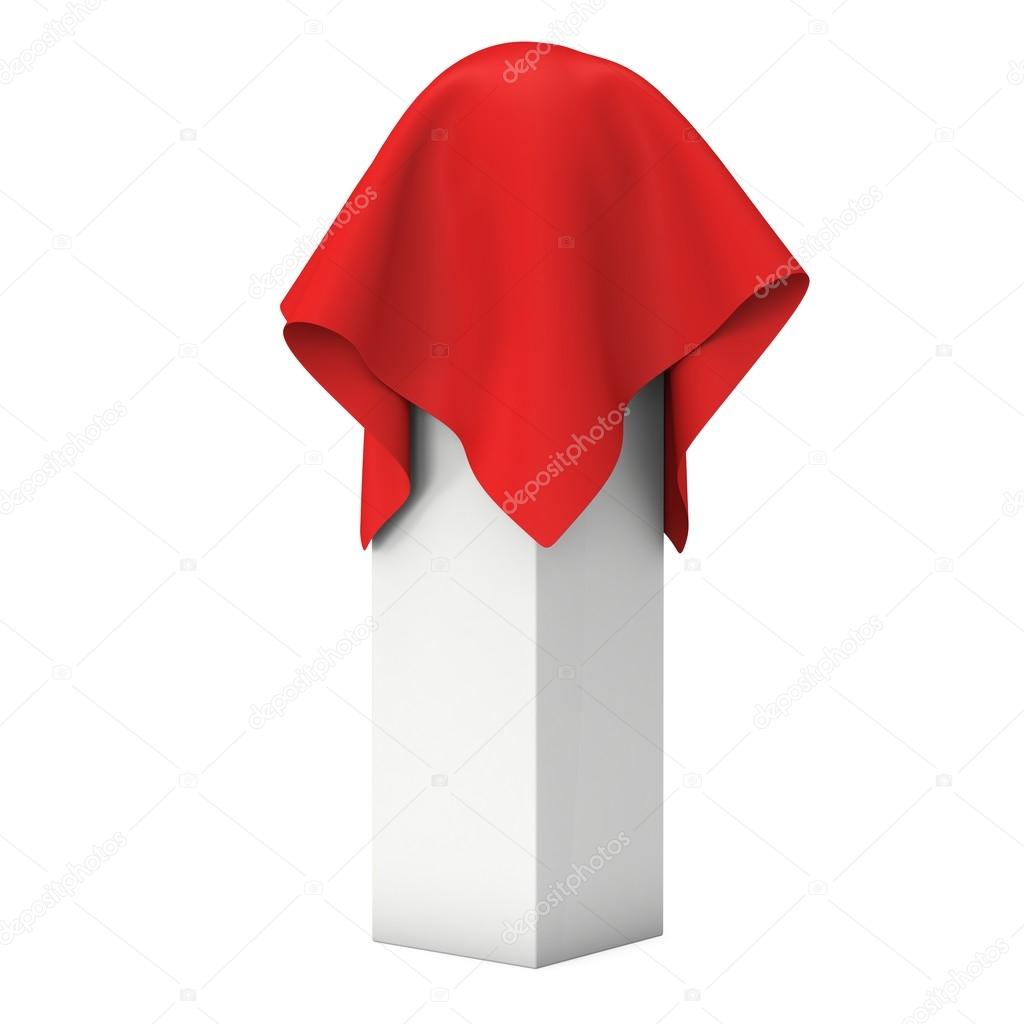 Presentation pedestal covered with red cloth