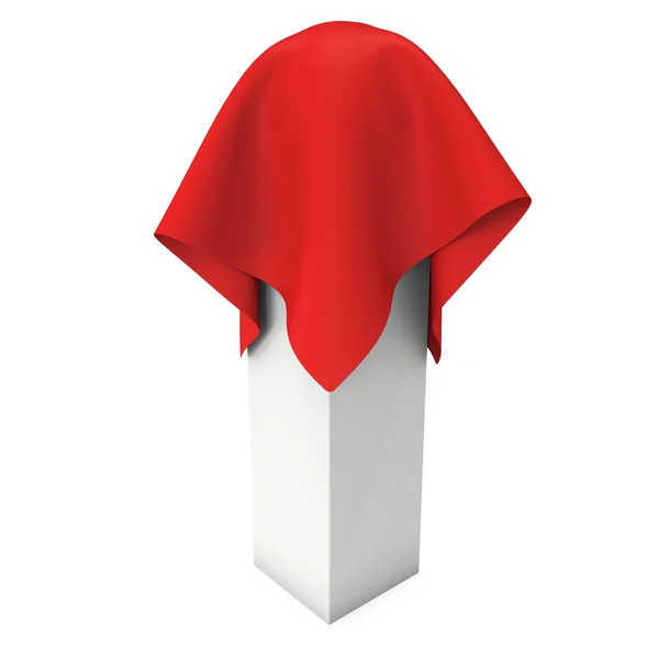 Pedestal de apresentação coberto com pano vermelho — Fotografia de Stock