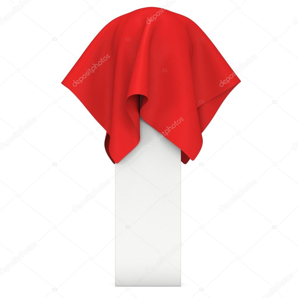 Presentation pedestal covered with red cloth