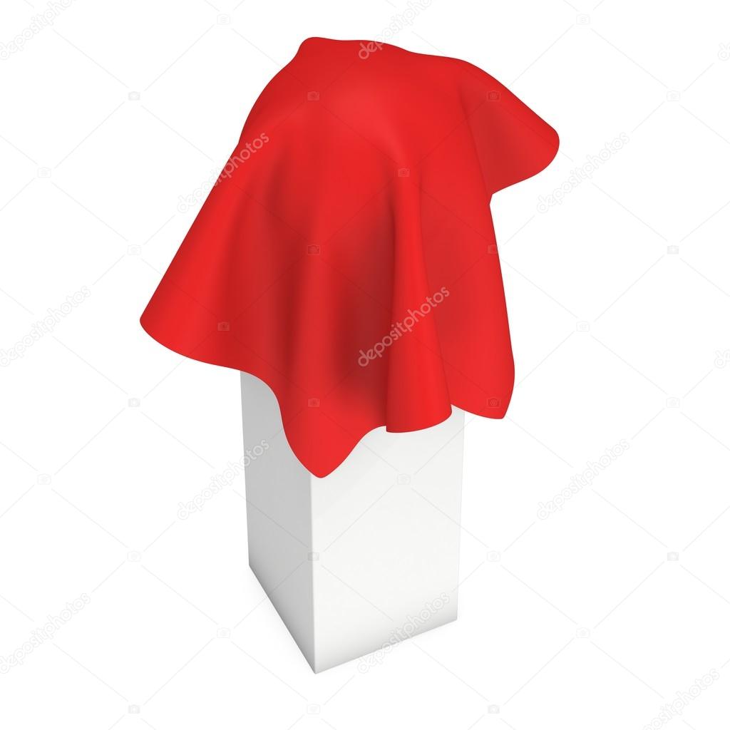 Presentation pedestal covered with red cloth