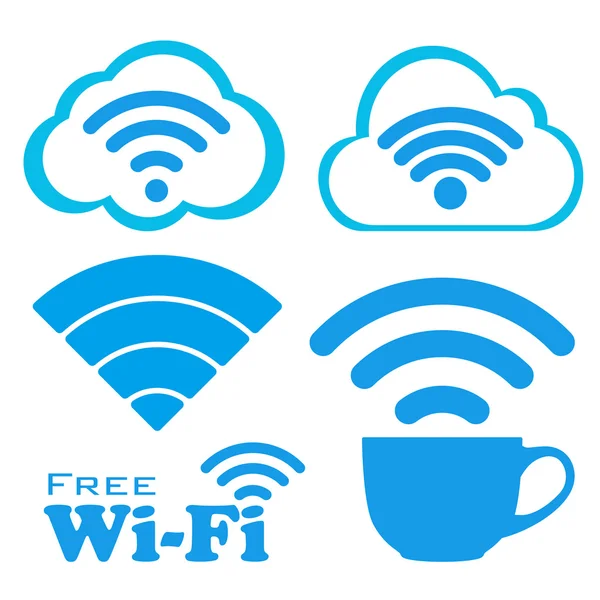 Internet café gratis wifi vector icons set. — Stockvector