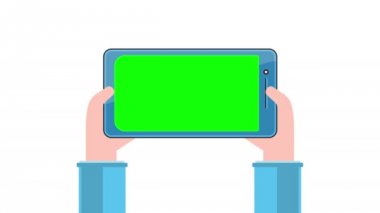 Tablet PC ile elinde Yeşil perde