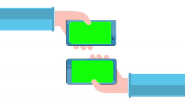 Smartphone com tela verde na mão — Vídeo de Stock