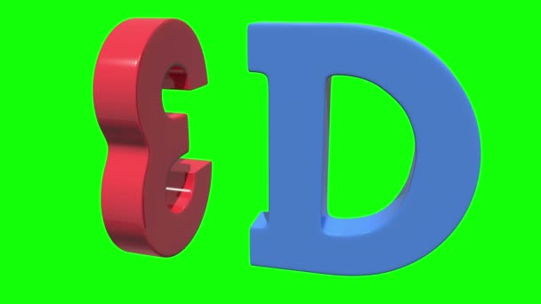 3D three-dimensional icon in red and blue colors — Stock Video