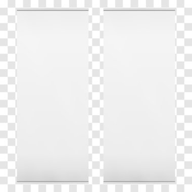 İki dikey vektör rulo boş afiş üzerinde şeffaf izole