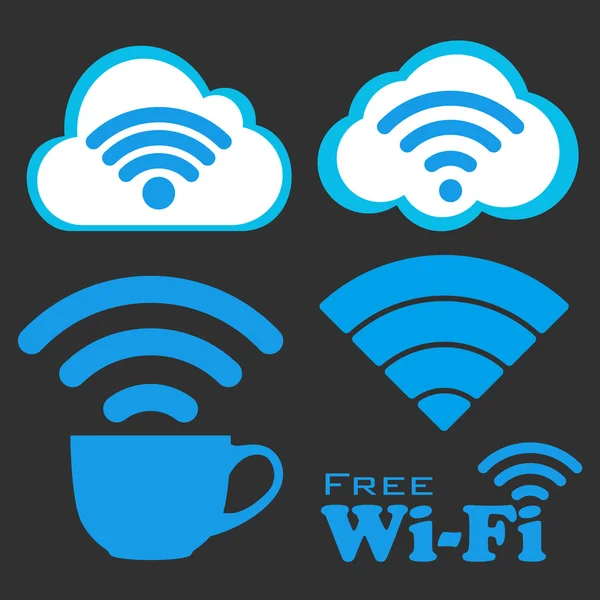 Internet café gratis wifi vector icons set. — Stockvector