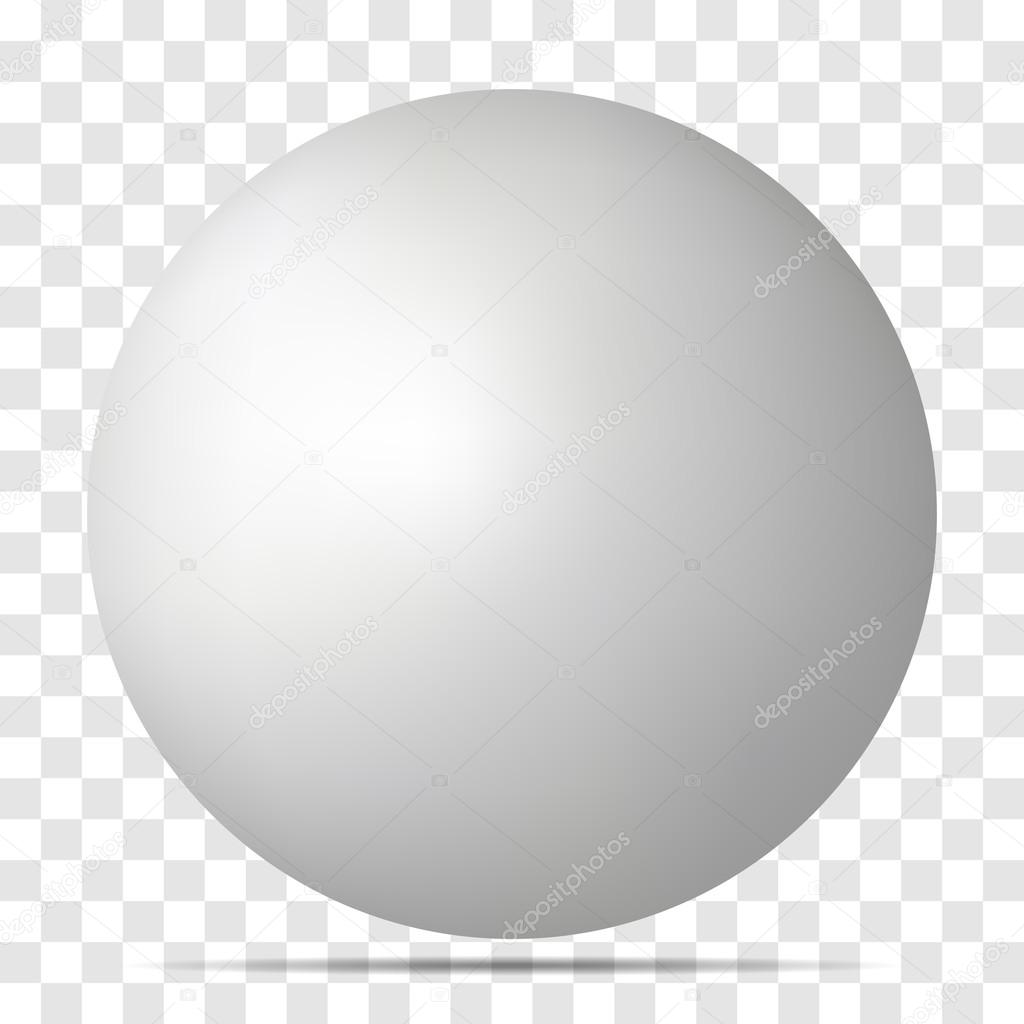 Vector white 3D sphere with shadow.