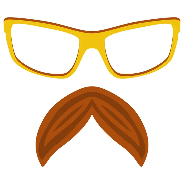 Hipster nerd glasses and stylish mustache isolated on white — Stock Vector