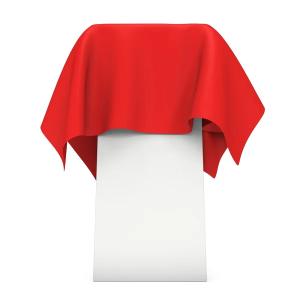 Presentation piedestal omslag av rött tyg — Stockfoto