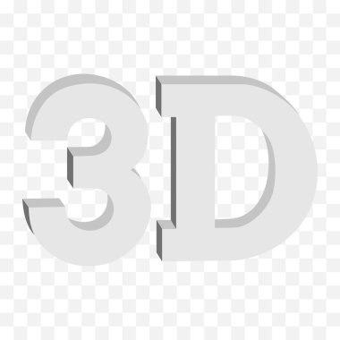 3D üç boyutlu düğmesi işareti