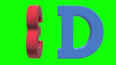 3D işareti metin logo simge kırmızı ve mavi renklerde