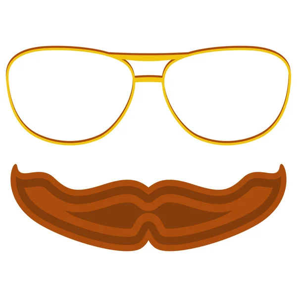 Hipster nerd glasses and stylish mustache isolated on white — Stock Vector