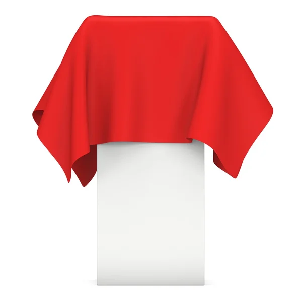 Piros ruhával fedezi a bemutató talapzat — Stock Fotó