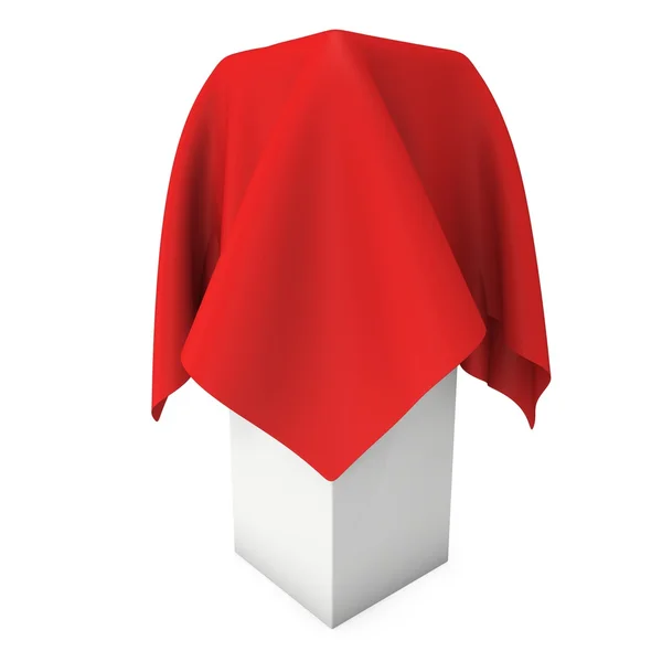 Präsentationssockel mit rotem Tuch — Stockfoto