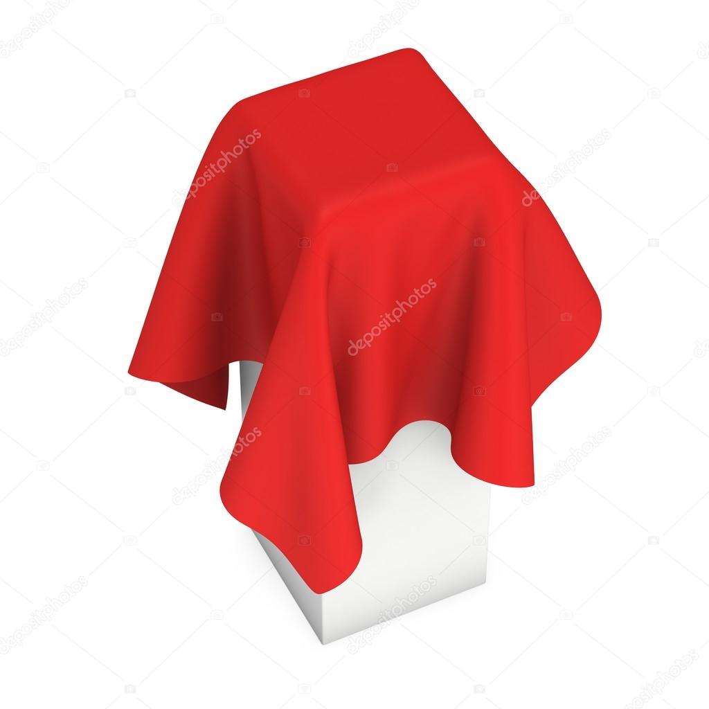 Presentation pedestal cover by red cloth