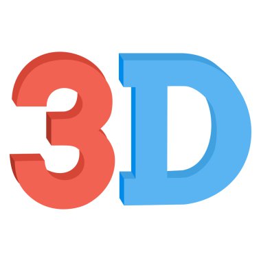 3D üç boyutlu düğmesini işaret düz kırmızı ve mavi renkler içinde