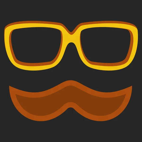 Hipster okulary Tumana i stylowe wąsy na czarny — Wektor stockowy