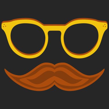 Hipster inek gözlük ve siyah şık bıyıklı