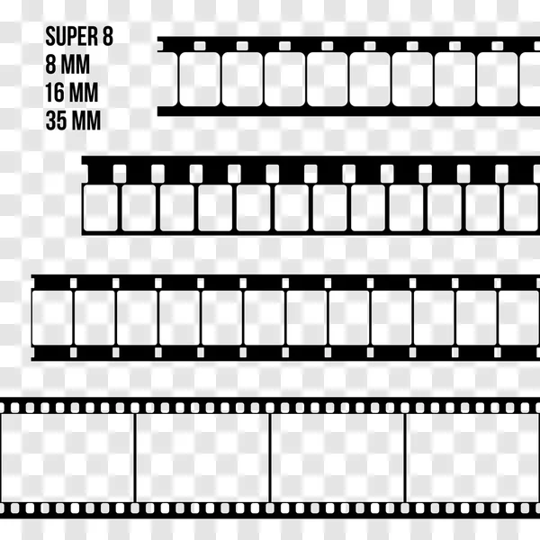 Film Strip Set vectorillustratie op transparante — Stockvector