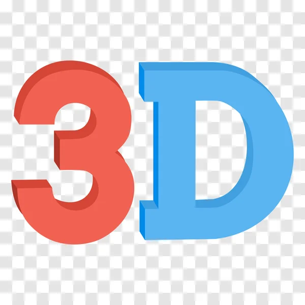 Signo de botón tridimensional 3D en colores rojos y azules sólidos — Archivo Imágenes Vectoriales