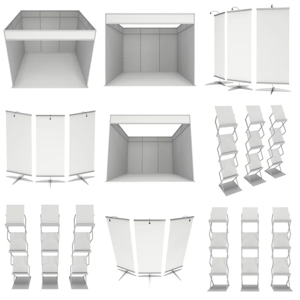 전시회 부스 세트. 플로어 스탠드 컬렉션. — 스톡 사진