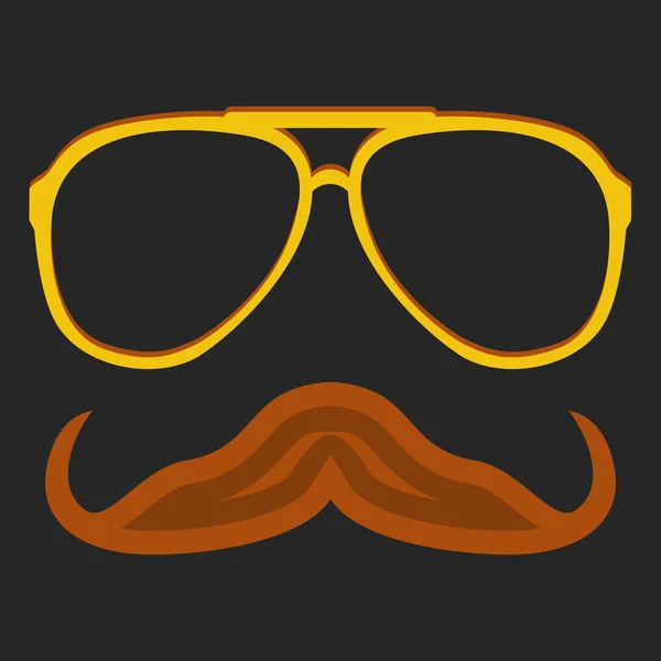 Lunettes Hipster nerd et moustache élégante sur noir — Image vectorielle