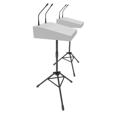 Tripod üzerinde iki hoparlör podyum