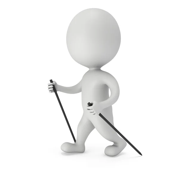3d bílé prázdné muž s hůlkami — Stock fotografie