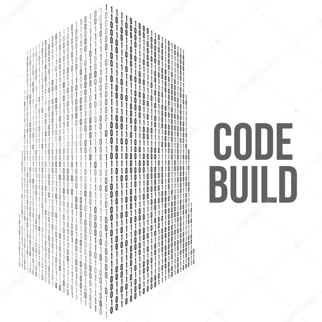 Skyscrapers code. Binary digital form of futuristic city building