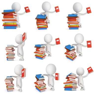 kitap ile 3D beyaz insanlar