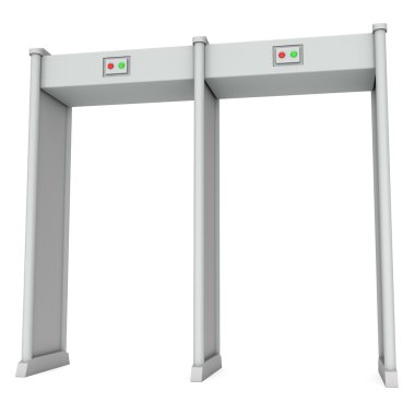 Metal dedektörü tarayıcı. 3d render üzerinde beyaz izole.