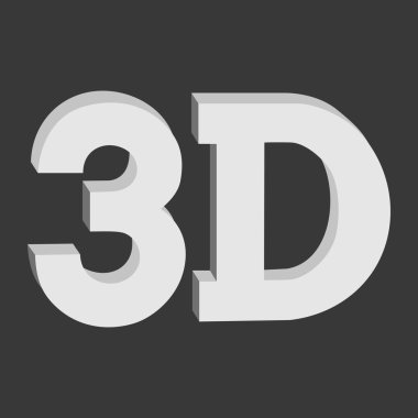 3d üç boyutlu düğme işareti düz gri tonlama