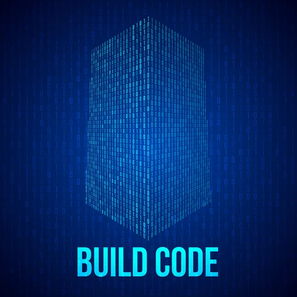 摩天大楼的代码。二进制数字形式的未来城市建设 — 图库矢量图片