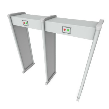 Metal dedektörü tarayıcı. 3d render üzerinde beyaz izole.