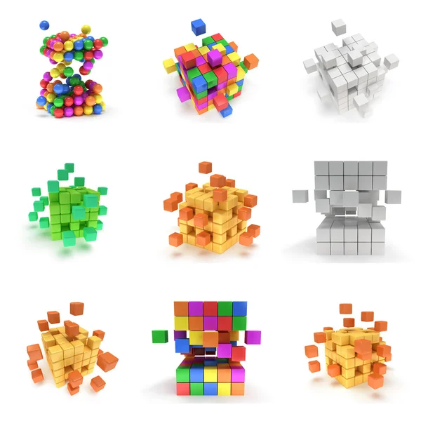 Abstract 3d cubes. set — Stock Photo, Image