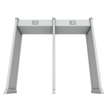 Metal dedektörü tarayıcı. 3d render üzerinde beyaz izole.