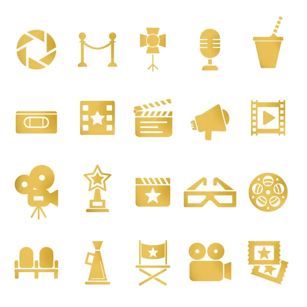 Conjunto de ícones retro Cinema — Vetor de Stock