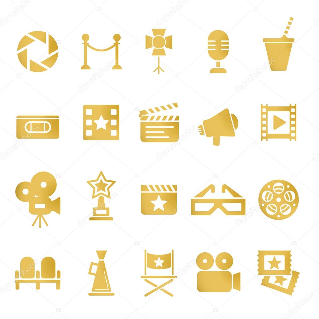 Cinema retro movies icons set. Template vector concept. Isolated on white.